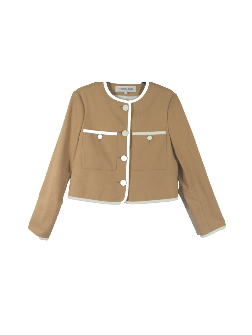 NEW, Veronica Beard Beale Contrast Detail Tweed Jacket in Beige Sz 6 #SJ2420 - Picture 9 of 15